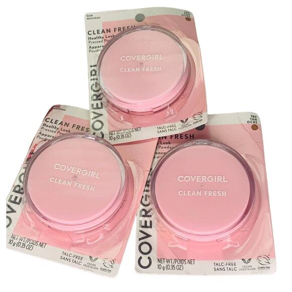 3x CoverGirl Clean Fresh Healthy Look Pressed Powder, 180 Tan, Compact w/ Mirror - Picture 1 of 3